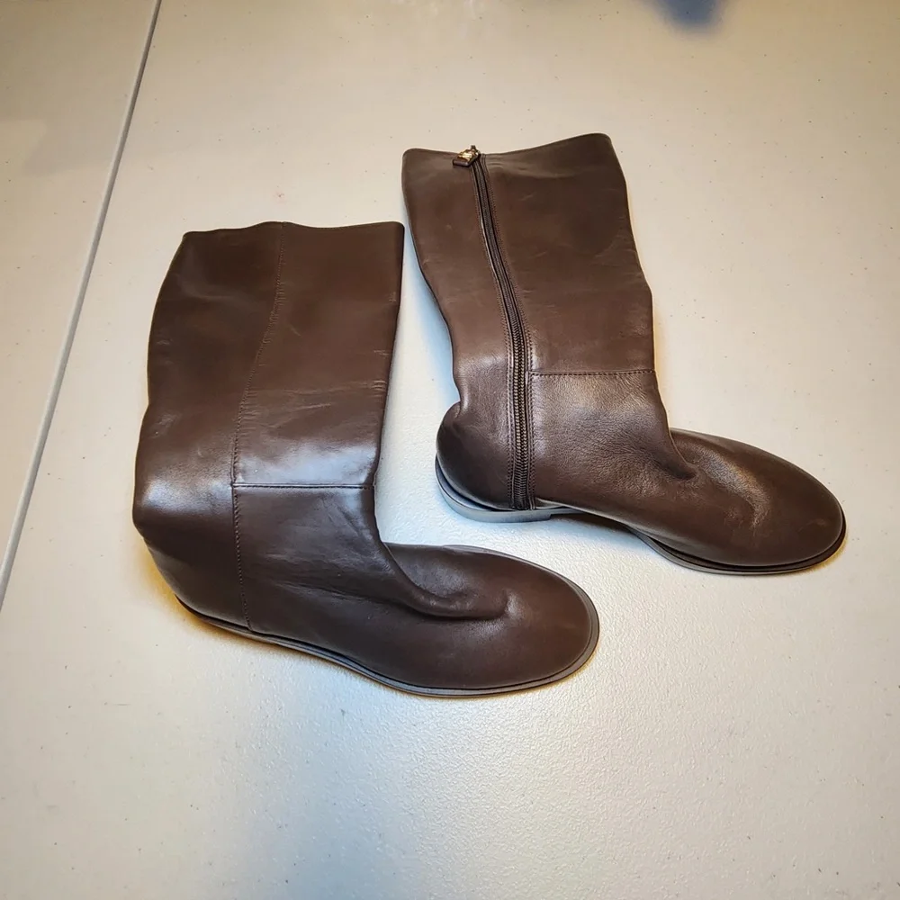 New Stuart Weitzman Keelan‎ Brown Leather Riding Boots Quiet Luxury Rare Size